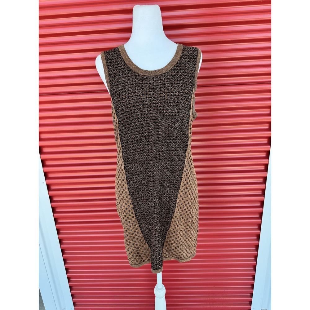 Rag & Bone Sweater Dress Womens Large Brown Colorblock Sleeveless Mini Knit